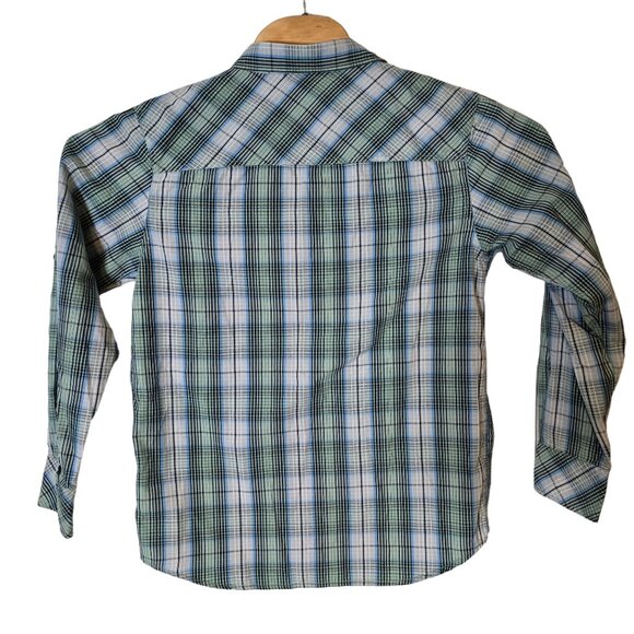 Lucky Brand Long Sleeve Shirt Size Large Button Up Blue‎ Green Plaid - Picture 3 of 6